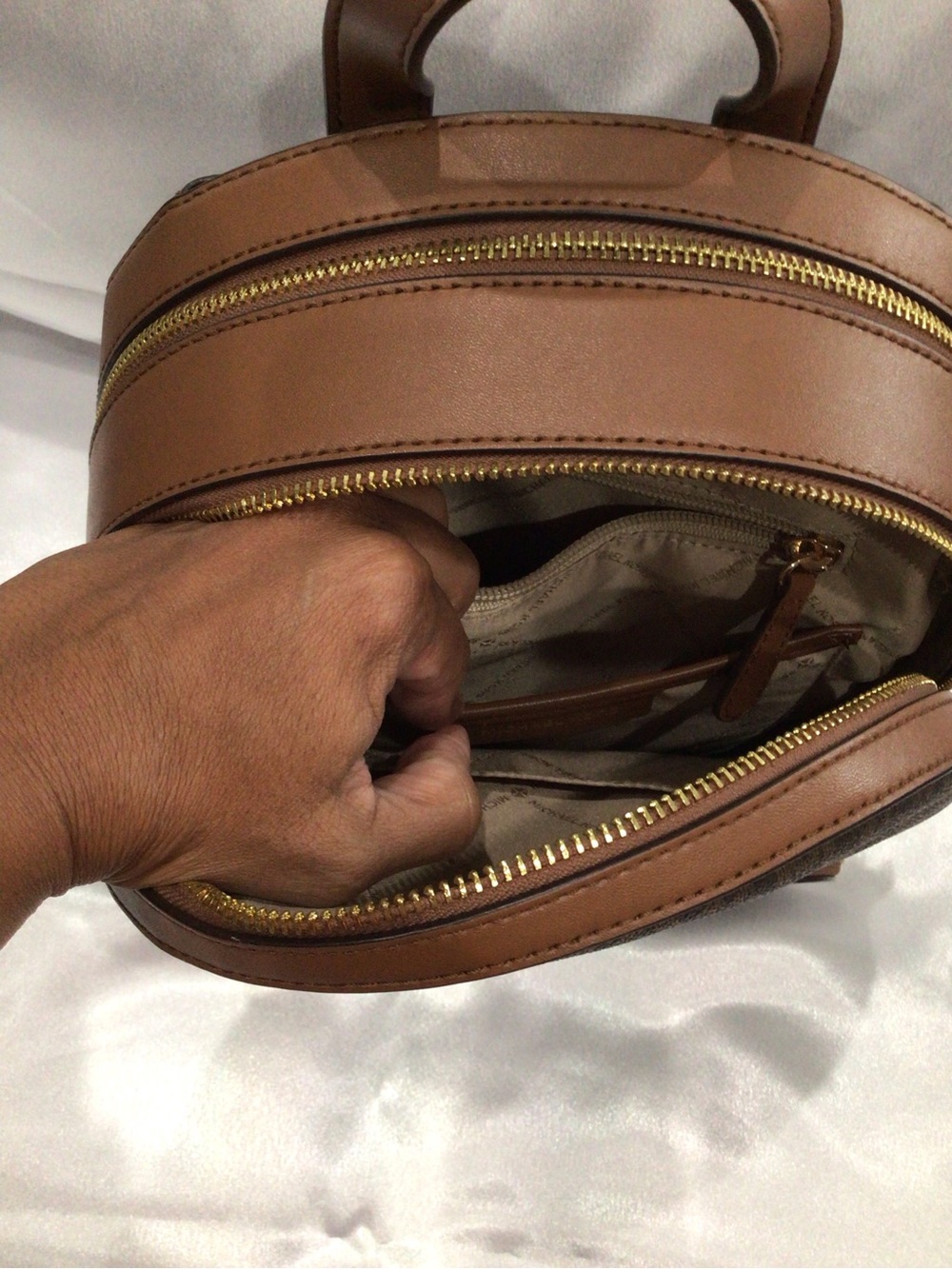 Michael Kors Brown MK Signature Small Backpack - Picture 6 of 15